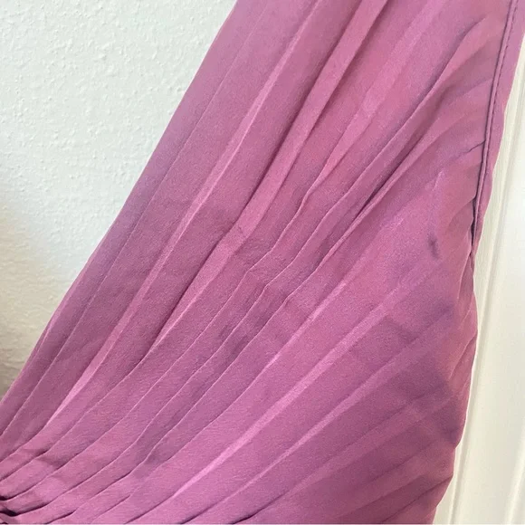 NEW Abercrombie & Fitch Giselle Pleated Cutout Midi Dress in Plum Large Tall - Picture 8 of 9